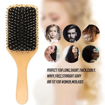 

Women Men Kids Home Travel Styling Tool Portable Clean Paw Smoothing Boar Bristle Detangling Comb Hair Brush Set Ergonomic