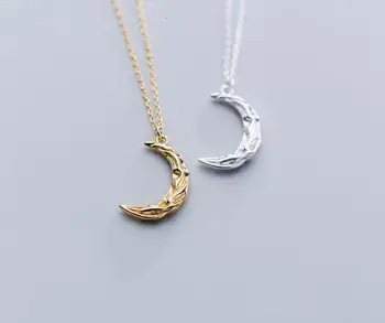 

Punk 1pc Women's 100% real. Silver 925 Fine Jewelry Braid Crescent Moon Pendants Necklace Gift GTLX1887