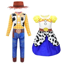Детская одежда с героями мультфильмов комбинезон для косплея и шорты для мальчиков и девочек, комплект ковбойского костюма, в стиле Шериф Вуди платье Джесси для девочек костюм с 3D принтом