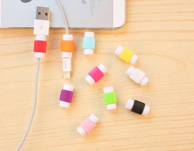 10 штук в наборе USB Зарядное устройство кабель Saver протектор для кабеля для мобильного телефона для зарядки трапециевидной формы с длинными рукавами для Apple MacBook Pro Air Iphone 7/8/11 кабель для наушников - Color: random color
