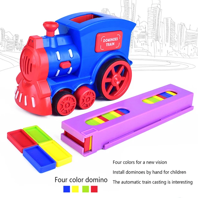 60 Pcs Domino Train Set Domino Pieces Automatic Domino Brick Laying Train Toy for 3+ Years Old Kids Christmas and New Year Gift 2