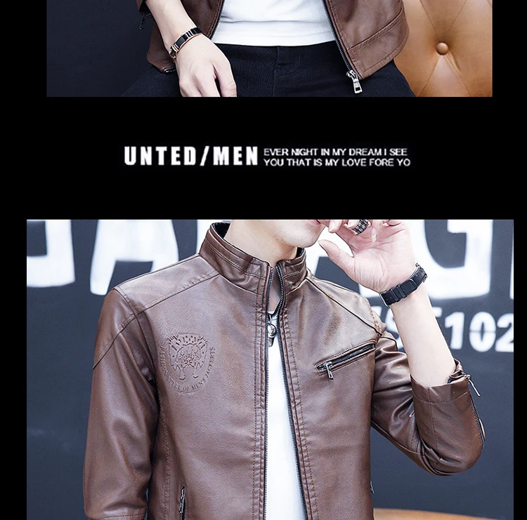 Chaqueta Hombre кожаные мужские куртки модные Jaqueta De Couro Slim Fit Chaqueta Cuero Hombre хаки мотоциклетные куртки мужские