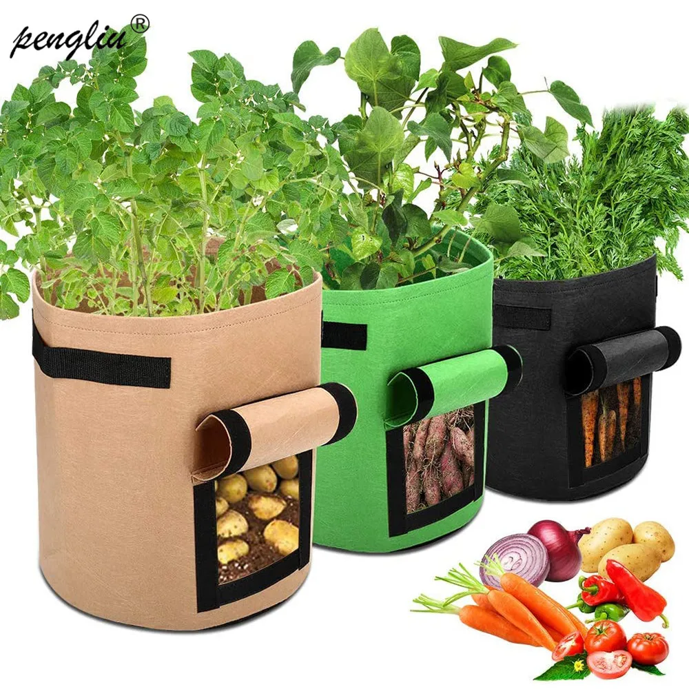 4 7 10 Gallon Garden Plant Grow Bags Gardening Biodegradable Nonwoven