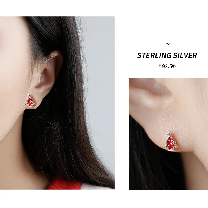 VIVILADY милые женские серьги гвоздики в виде рождественской елки Sterling 925silver jewelry