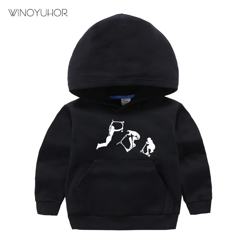 Stunt Scooter In Action Rider Scoot Hoodies Children 2021 New Autumn