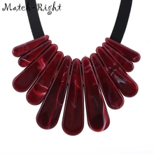 Матч-правой Мода Для женщин геометрический Цепочки и ожерелья и кулоны заявление Цепочки и ожерелья с акриловая подвеска для Для женщин ювелирные изделия SP117