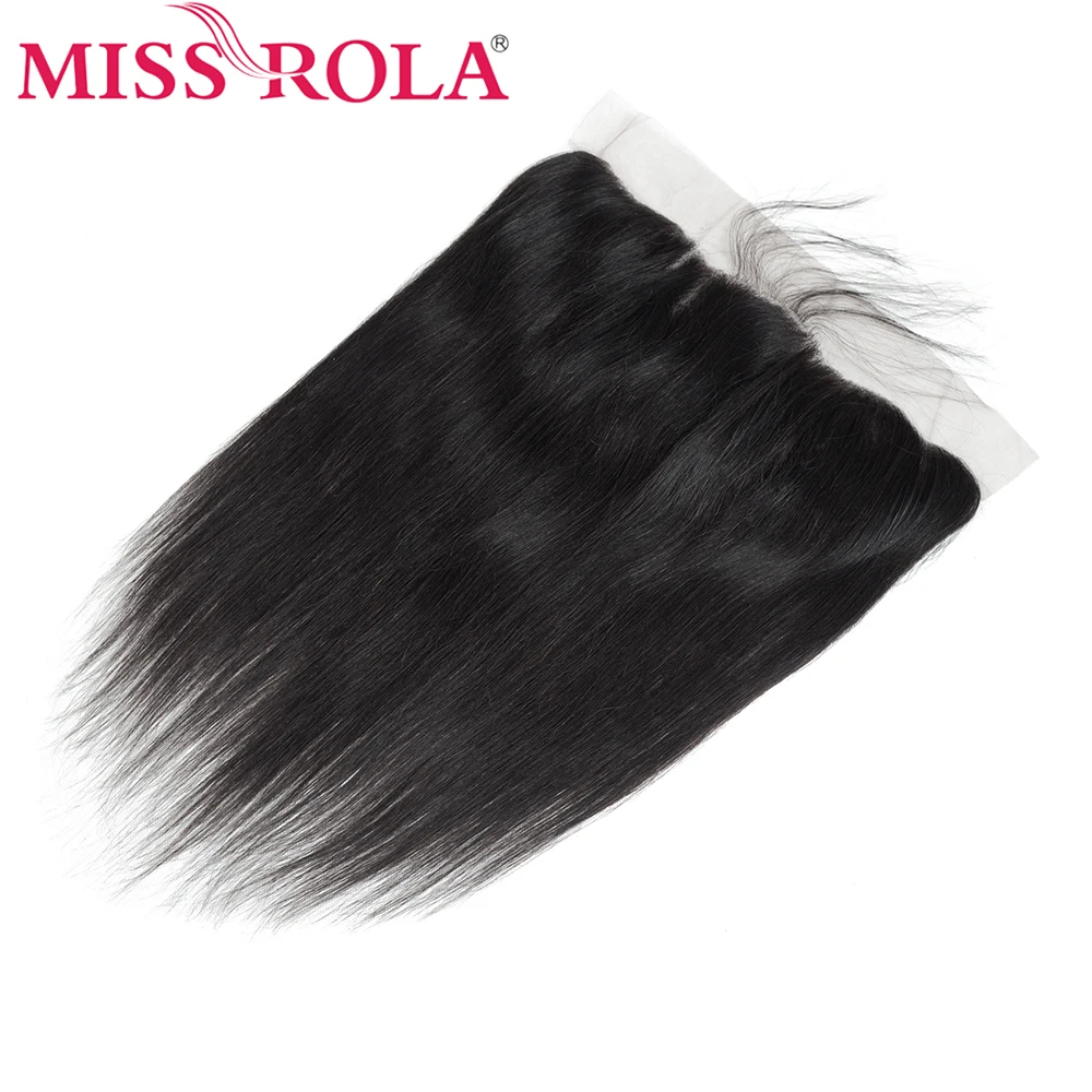 Miss Rola 13x4 Lace Frontal Closure Brazilian Remy Human Hair Ear To Ear Straight Hair Closure Natural Color With Baby