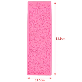 

33.5*11.5CM Large Flower Pattern Silicone Mold Mat 3D Full Flower Mold Fondant Decoration Sugar Craft Tool Baking Cake Tool