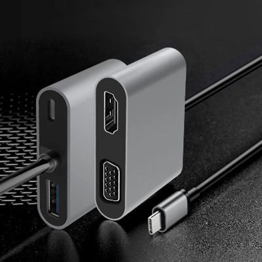USB C type-c к 4K HDMI адаптер VGA USB3.0 аудио видео конвертер быстрое зарядное устройство для Macbook pro samsung s10 huawei mate20