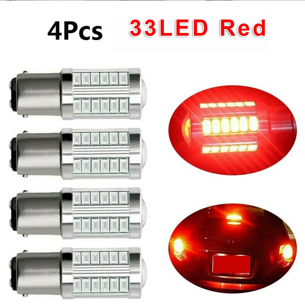 4x Canbus 33LED задний тормозной светильник лампа DRL 1157 BAY15D P21/5 Вт 5630 красный Accs |