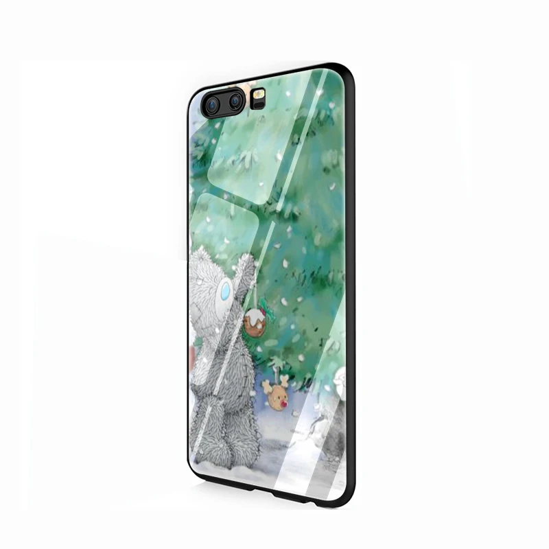 EWAU Merry Christmas снеговик медведь закаленное стекло телефон чехол для Huawei P10 P20 P30 mate 20 Lite pro P Smart Y6 Y9 Honor 8X9 10 - Цвет: G6