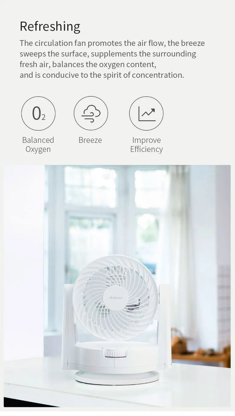 YOUPIN AIRMATE Настольный циркуляционный вентилятор 3-мерный источник воздуха 3 Ветер объем мульти-угол воздуха циркуляционный вентилятор