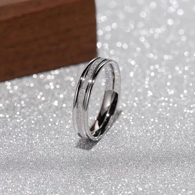 Engagement Rings Wedding Rings Gold Rings Fashion Rings Stainless Steel Rings Finger Rings Metal Rings 316L Stainless Steel Rose Gold Frosted Finger Ring