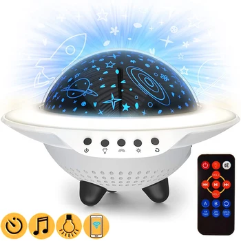 

USB Rechargeable Led Starry Sky Star Night Light Rotating GalaxyLamp Projector Bluetooth Remote Control Speaker Music Kids Gift