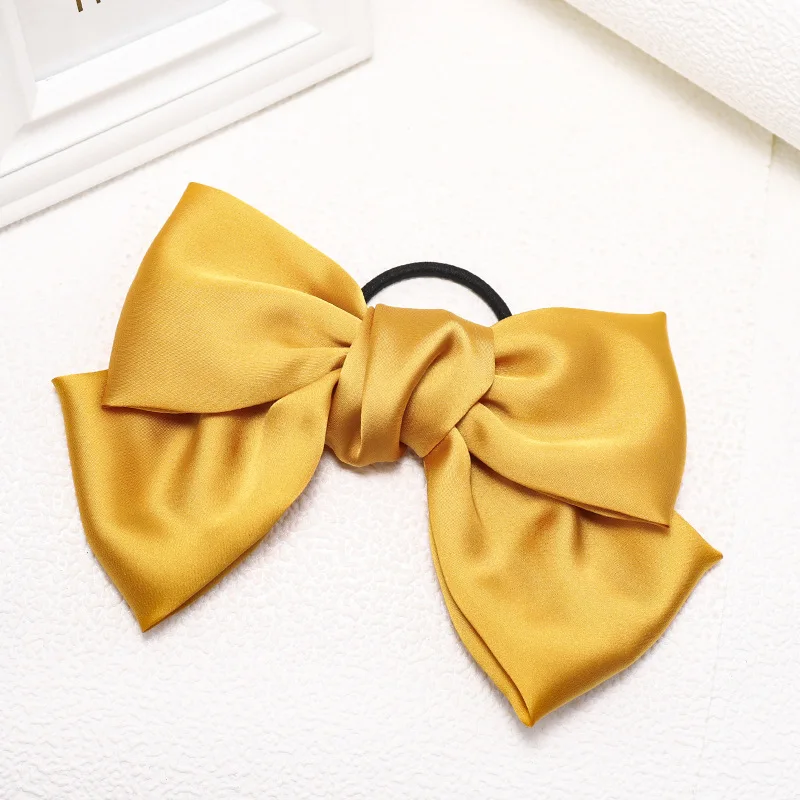 D497 yellow Винтажные заколки для волос с большим бантом для женщин, жемчужные бархатные аксессуары для волос для девочек, двухслойный головной убор Haar gumki do wlosow - Цвет: D497 yellow