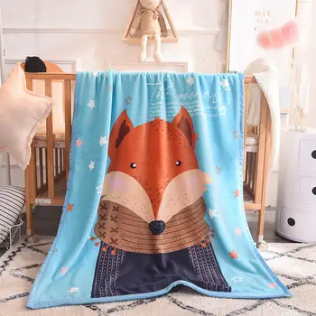 

Svetanya Fox Stars Blue Print Double-side Nap Thin Summer Coral Fleece Blankets Throws Plaids Microfiber Polyester Bedsheet