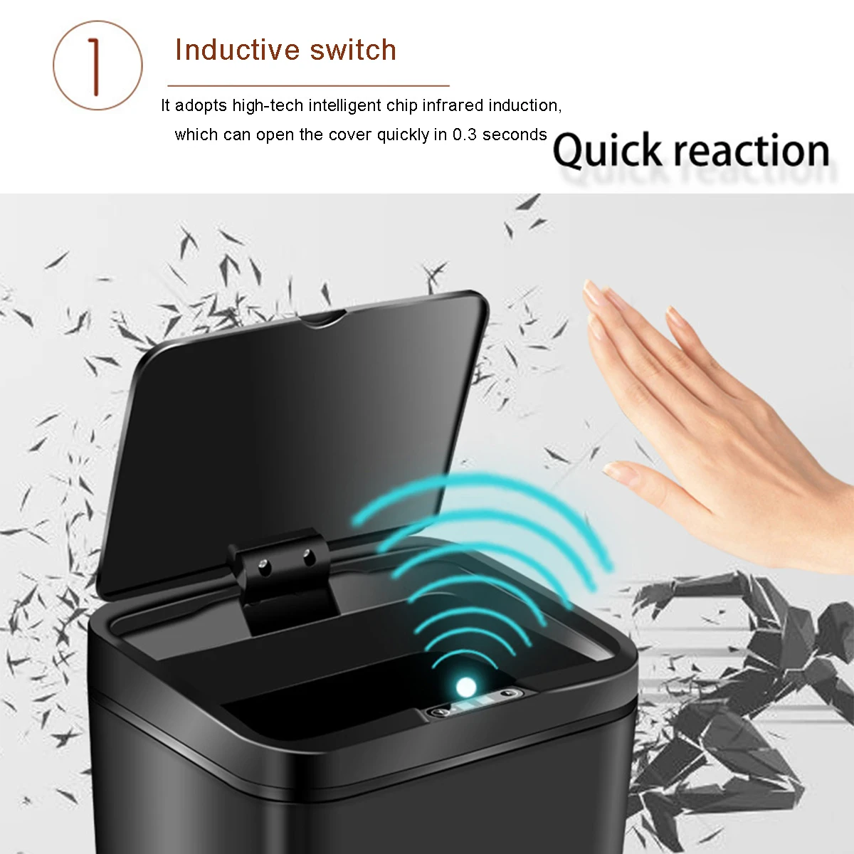 

Smart Trash Can, Automatic Touchless Intelligent Induction Motion Sensor Modes Eco-Friendly Waste Bin