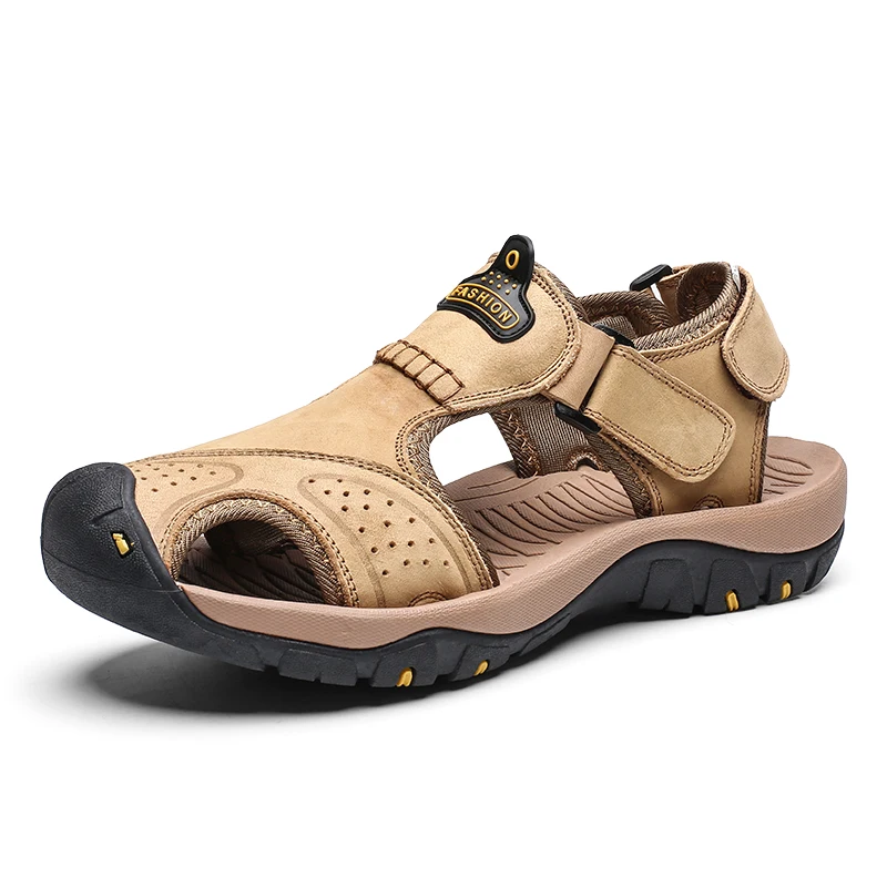 Summer Men's Sandals Genuine Leather Breathable Male Outdoor Men's Beach Sandals Handmade Roman Design Driving Men's Sneakers