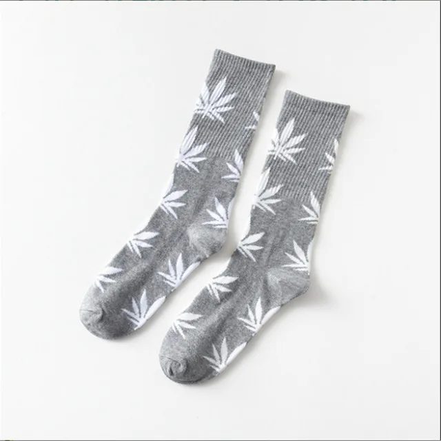 Cool Bamboo Summer Women Men's Funny Ankle Socks Hemp Meias Long Happy Maple Leaf sokken Cotton Weed Grass White Black Socken - Цвет: 11