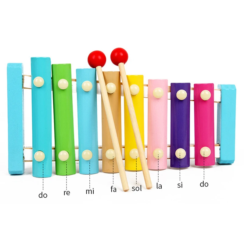 Children Music Instrument Toy Wooden Frame Style Xylophone 8 Scale Kids Musical Toy Macaron Multicolor Baby Educational Toy Gift