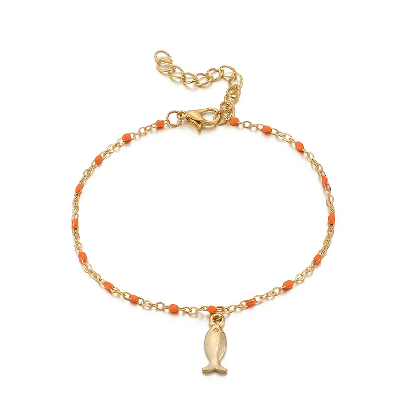 Винтажный античный браслет золотого цвета для женщин 1 слой глаз ананас Рыба браслет из бисера Шарм богемский браслет на лодыжке Boho ювелирные изделия для ног