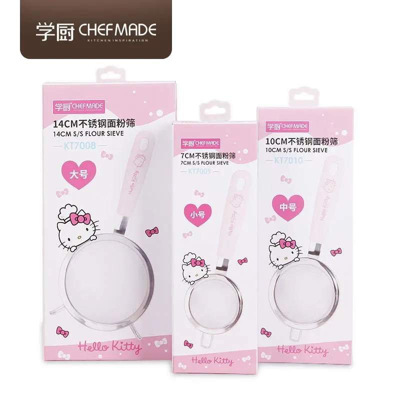 CHEFMADE hello kitty Авторизованная Лицензия 304 нержавеющая сталь 30 Сетка фильтр муки сито розовые сита для выпечки инструменты для тортов