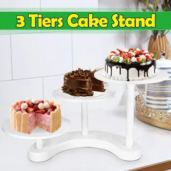

3 Tiers Cake Stands Plastic Cupcake Dessert Wedding Birthday Party Display Fondant Cake Stand Decorating Tool Supplies White