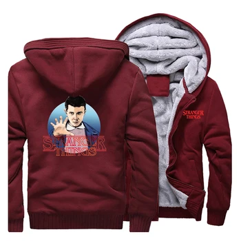 

Winter New 2019 Hot Sale Hooded Stranger Things Retro Printed Hip Hop Raglan Men Sweatshirt Fashion Warm Clothing Zipper Funny