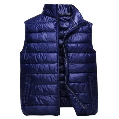 Nice Autumn Winter New Men Vest Jacket Solid Color Sleeveless Waistcoat Down Jacket Coat Male Casual Cotton Vest Plus Size 5XL