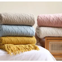 Manta de lana de punto para sofá, suave y cálido para Hotel cobertor, chal decorativo para otoño e invierno, 127x182cm