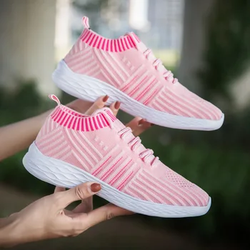

Flying Woven Shoes 2020 Spring Explosion Large Size Women's Shoes Running Casual Sports Shoes Lightweight Socks Shoes