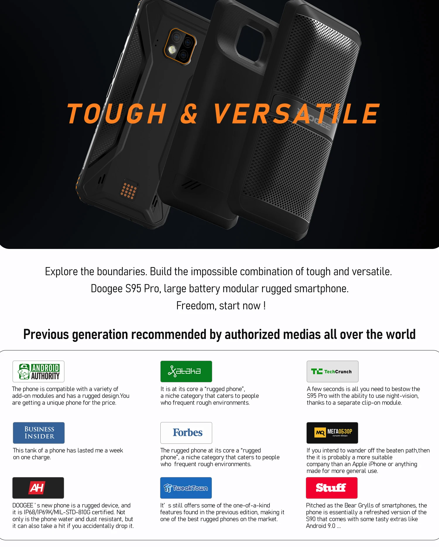 IP68/IP69K DOOGEE S95 Pro модульный прочный мобильный телефон 6,3 дюймов дисплей 5150 мАч Helio P90 Восьмиядерный 8 Гб 128 ГБ 48мп камера Android 9