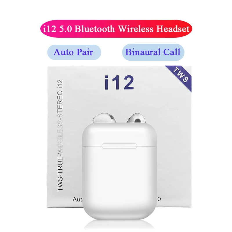 

Original i12 TWS Mini Wireless Earbuds True 5.0 Bluetooth Earphone Smart Touch Headphone Speaker Mic Bluetooth Headset