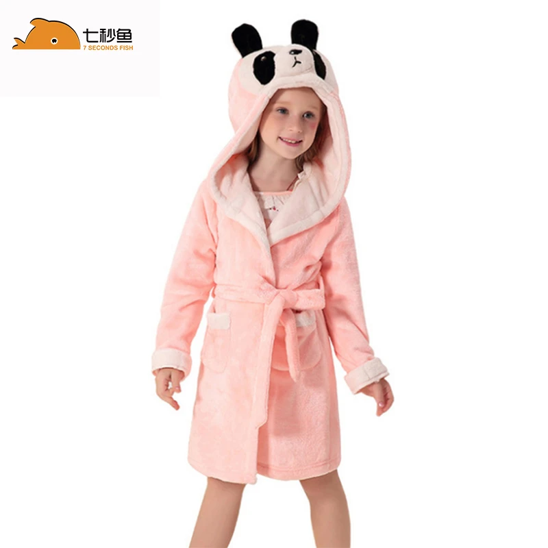 Kids Little Boys Girls Cartoon Animal Hooded Bathrobe Toddler Robe Pajamas Sleepwear