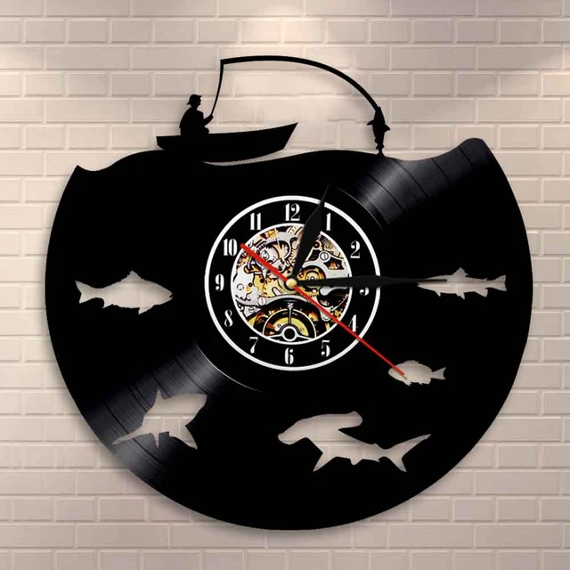 Fishing Party Man Cave Decor Fly Fishing Sign Modern Wall Clock