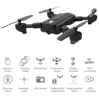 

Optical Flow Folding RC Quadcopter 1080P HD 2.4GHz Wifi Camera Drone Gesture Photo Video 4-Axis Folding Aircraft