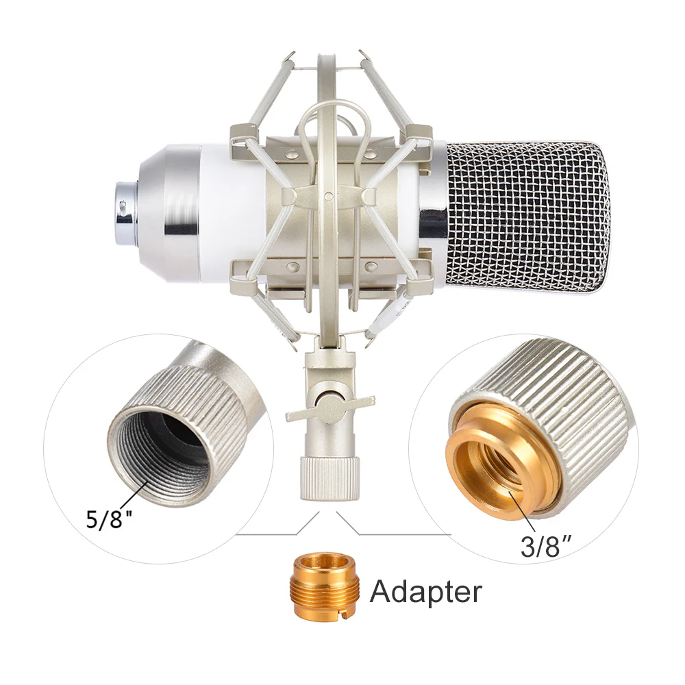 Professional Broadcasting Studio Recording Condenser Microphone Mic Kit with Shock Mount Adjustable Suspension Scissor Arm Stand