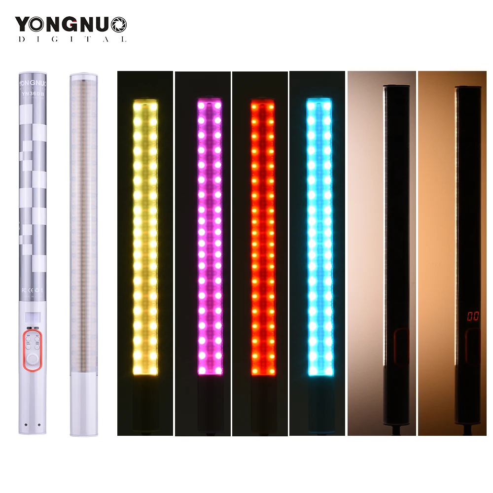 

YONGNUO YN360II YN360 II 3200k-5500k ICE/Pixel LED Stick Bicolor Video Light RGB Color Photography Lighting APP Remote Control