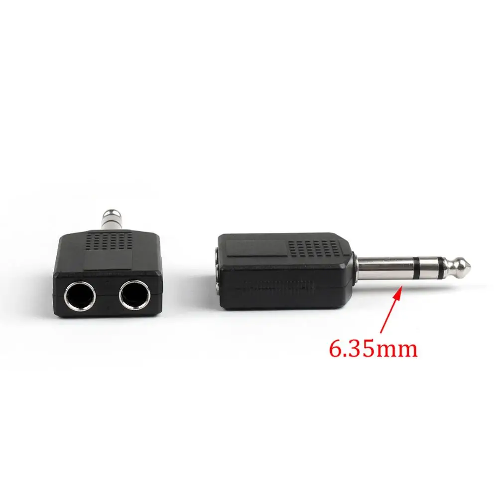 Artudatech 100Pcs 1 4 6 35mm Stereo Plug Adapter to 2 Way 6 35mm Mono Jack Headphone Y Splitter Connector Parts