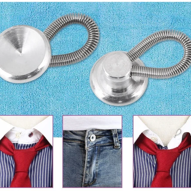 Collar Extenders Metal Buttons Jeans Pants Waist Stretch Shirt Dress Coat  Suit Tie Neck Expanders Flexible