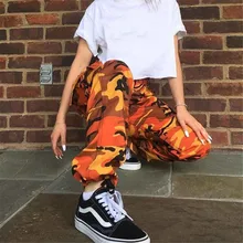 Модные повседневные штаны в стиле хип-хоп, цветные камуфляжные брюки с высокой талией, длинные брюки для женщин