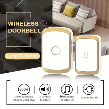 

Smart Home Security Wireless Doorbell 300M Range Exchange Digital Music Remote Control Waterproof Doorbell