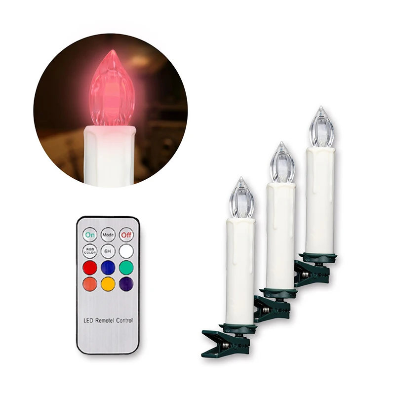 Tree Decoration LED Candles with Remote Control 6 Colors Flameless Tealights Battery Operated for Home Christmas Party Holiday