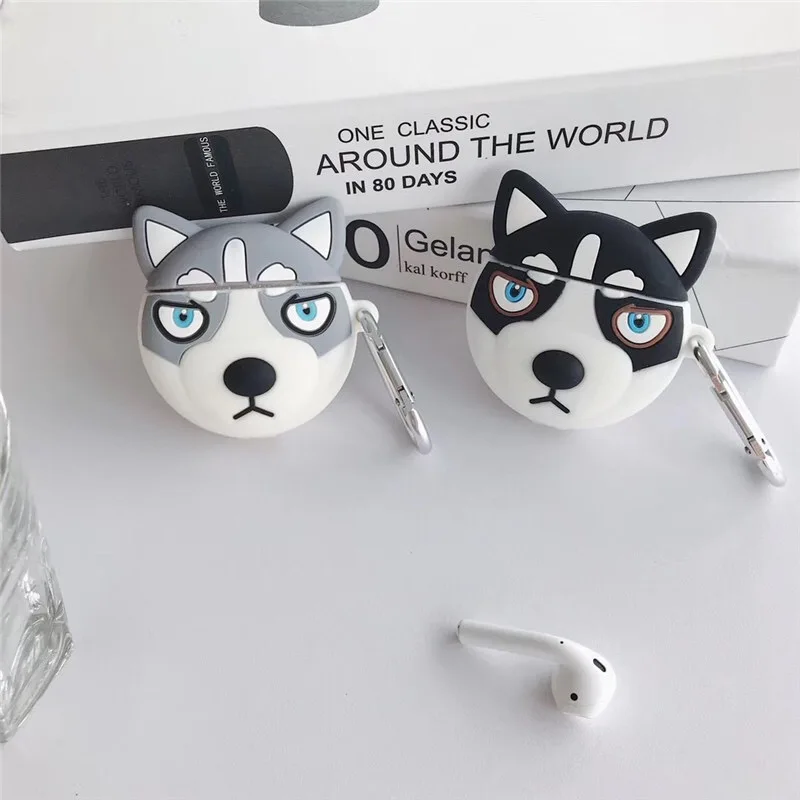 3D Мультяшные крутые очки Bulldog Alaskan Dog Husky Corgi чехол для Apple Airpods 1 2 беспроводной