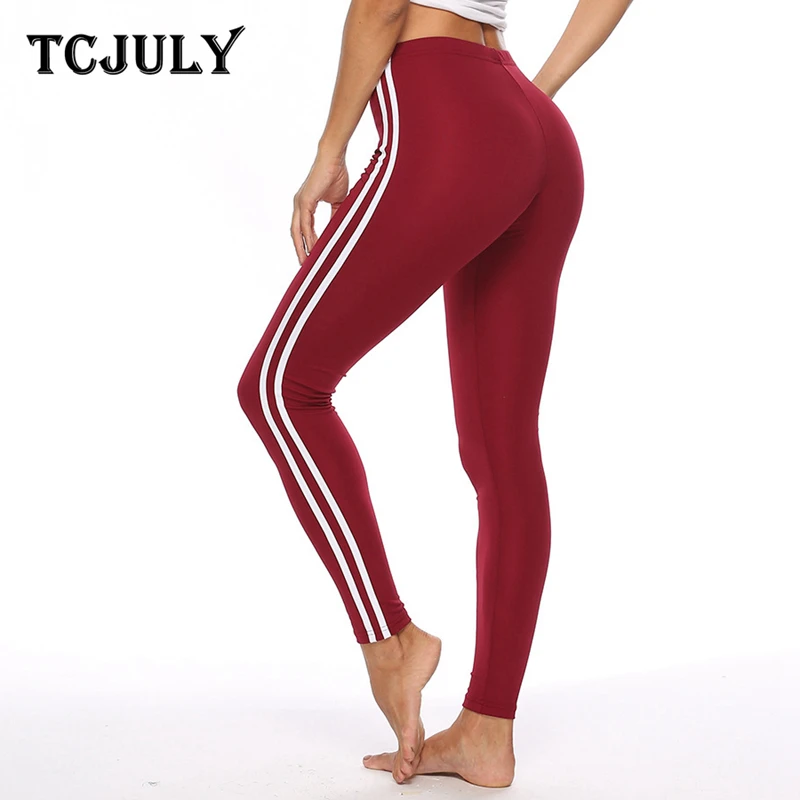 TCJULY, новинка, спортивная одежда, леггинсы в полоску сбоку, эластичная резинка на талии, тонкие, пуш-ап, длина по щиколотку, брюки, быстросохнущие эластичные леггинсы для женщин, фитнеса