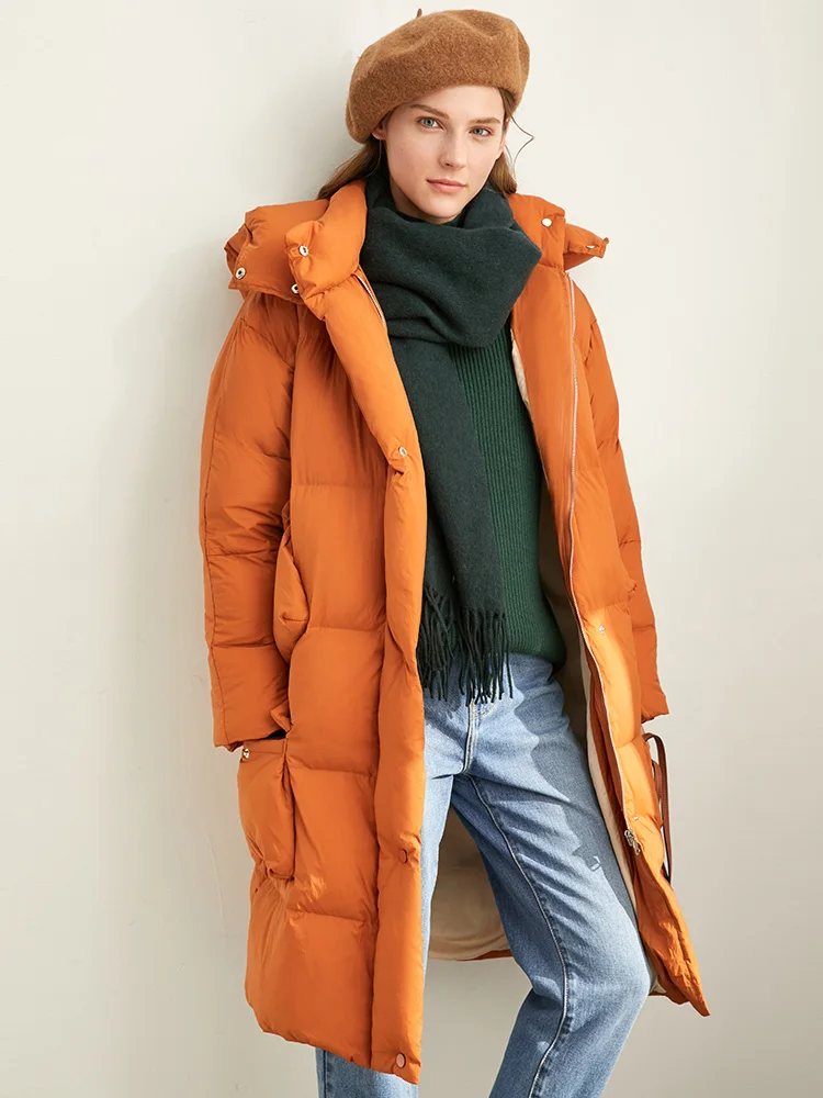 Amii минималистичный корейский модный женский пуховик Зимний свободный костюм средней длины пальто
