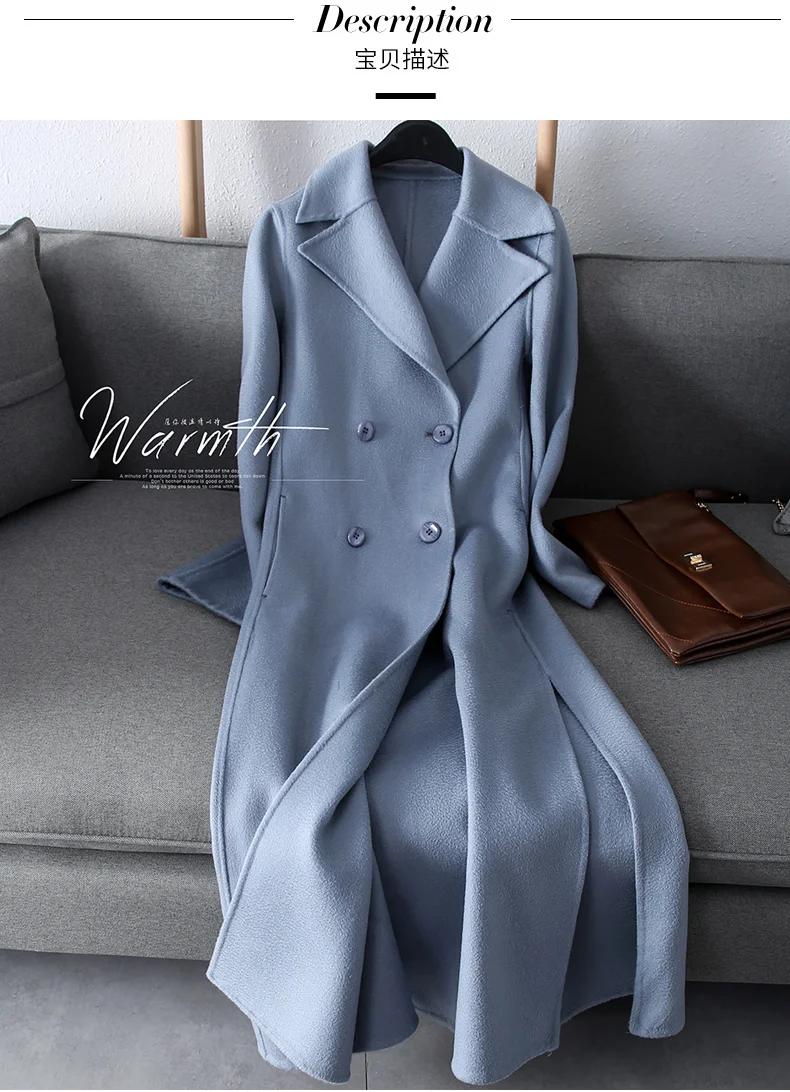 BELIARST/ высококачественное Двустороннее пальто из шерсти с рисунком волнистой воды, женское длинное свободное осенне-зимнее шерстяное пальто