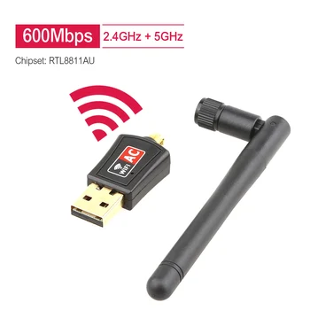 

Wireless USB Wifi Adapter AC600 Dual Band 600Mbps 2.4GHz 5GHz WiFi with Antenna PC Computer Network Card Receiver 802.11b/n/g/ac