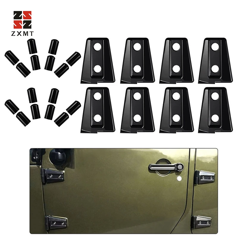 

ZXMT 8PCS Black Car Abs Door Hinge Cover Trim For Jeep Wrangler JK Unlimited 4 Door 2007-2017