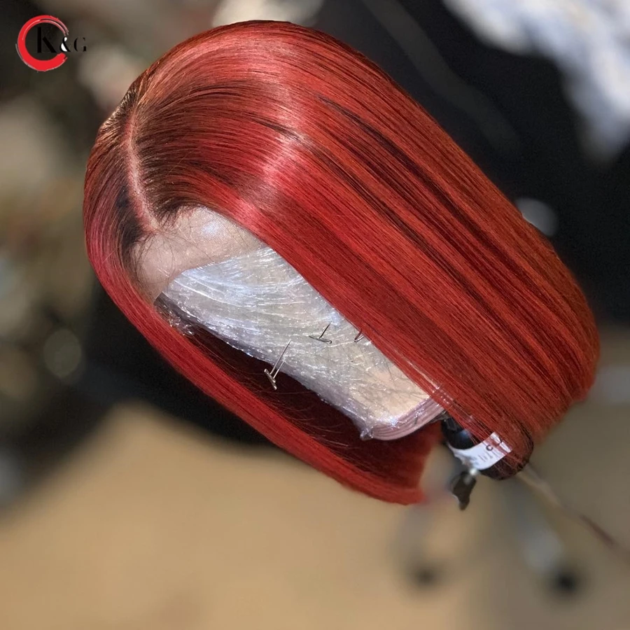 KungGang13* 6 "-14" Кружевные передние человеческие волосы боб парики с детскими волосами бразильские не Реми средний коэффициент 130-150 плотность